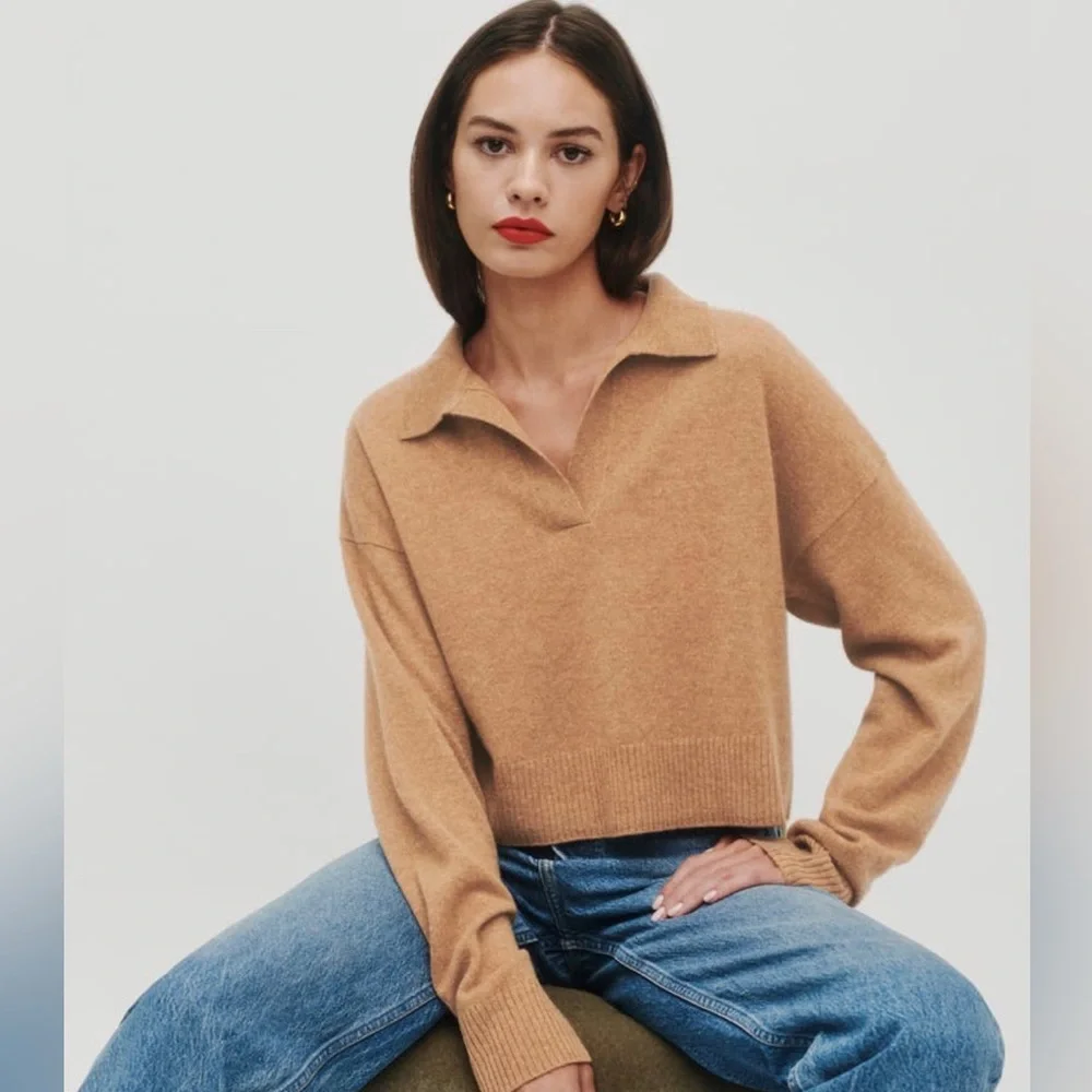 Reformation Cashmere Polo Sweater
